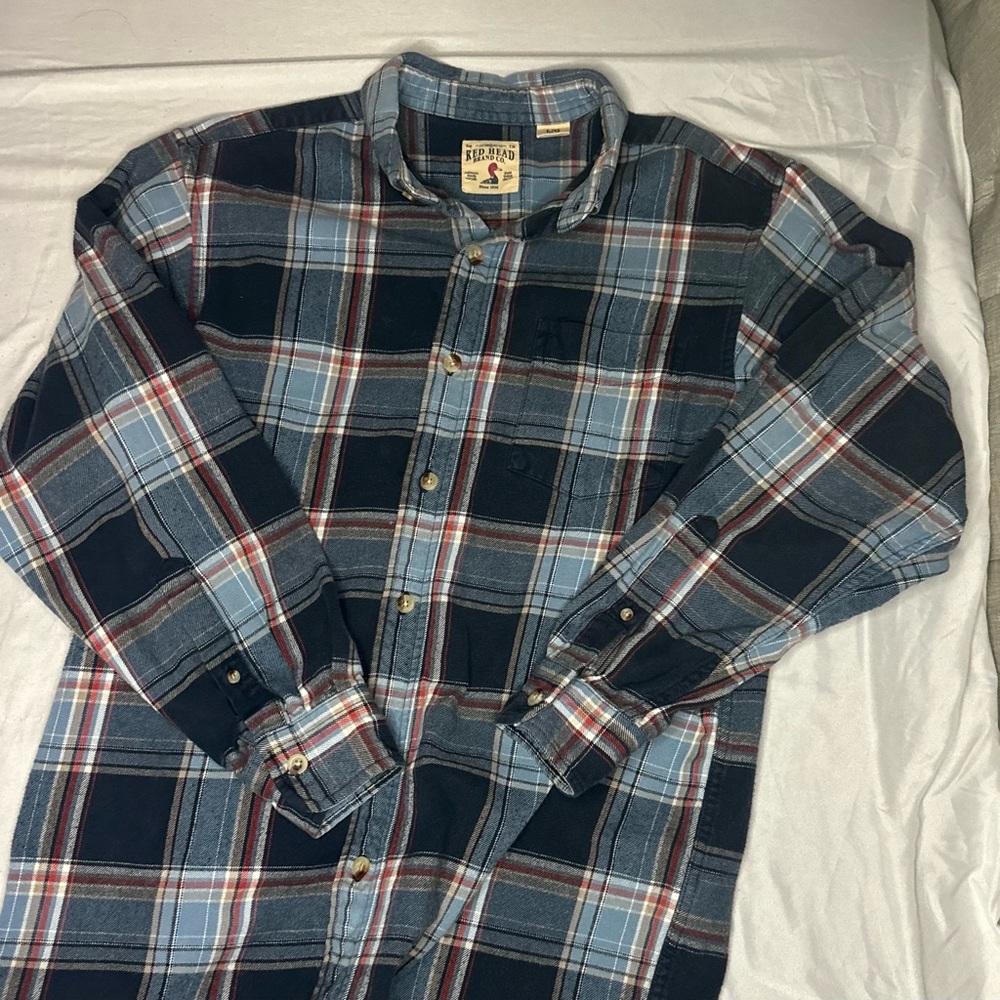 Red head large blue flannel